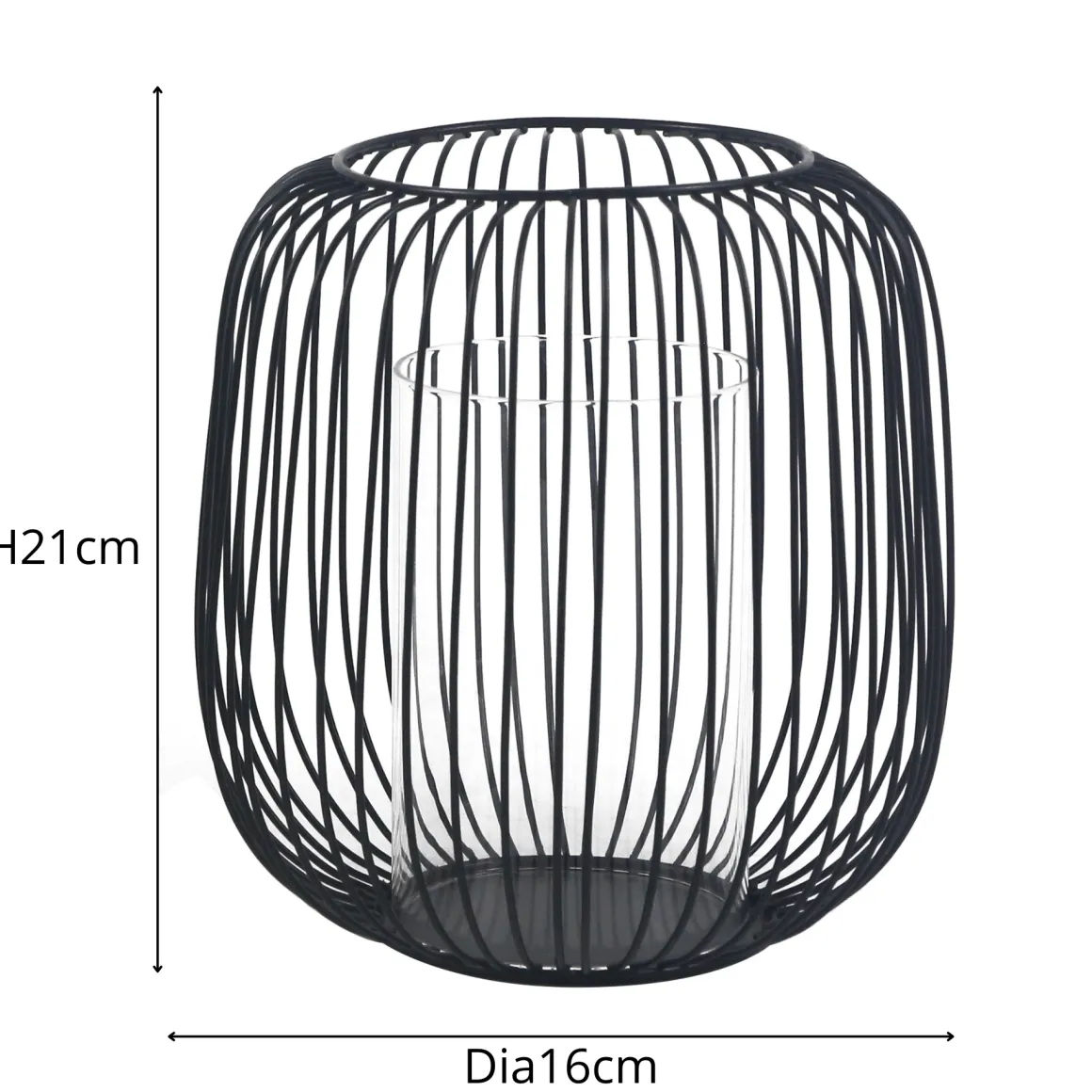Akia sort metal lanterne 21cm