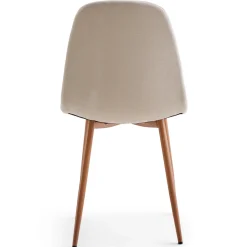 Anna spisebordsstol - beige tekstil med egelook