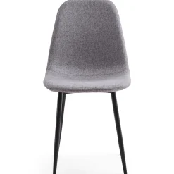 Anna spisebordsstol - Grå tekstil med sorte ben