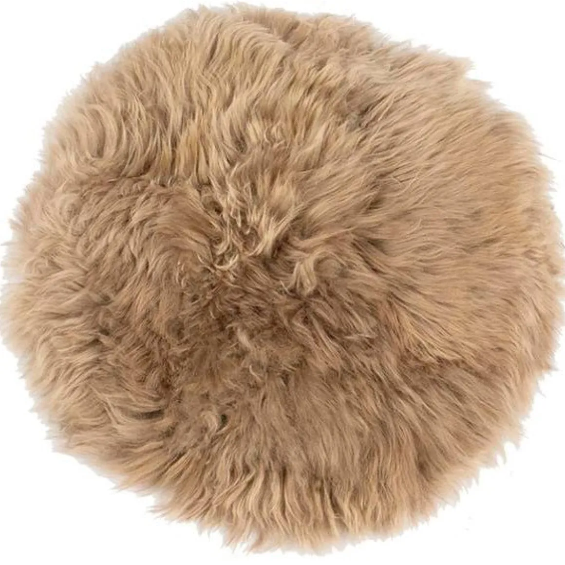 Beige rund lammeskindshynde Ø35 cm Imiteret