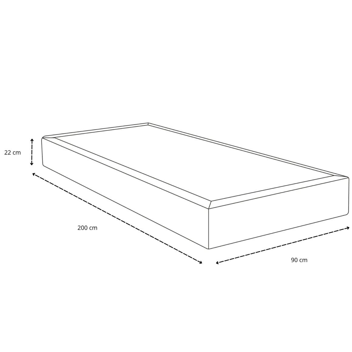 Boxmadras seng i beige 90x200 cm med 4 cm topmadras i PU-skum ekskl. ben