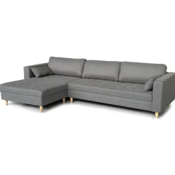 Brandy - Højrevendt og venstrevendt vendbar chaiselong sofa grå - L: 290 x D: 96 x H: 80 cm