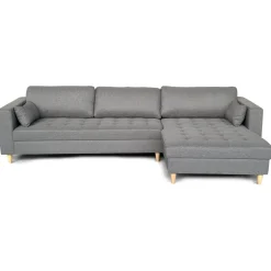 Brandy - Højrevendt og venstrevendt vendbar chaiselong sofa grå - L: 290 x D: 96 x H: 80 cm