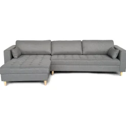 Brandy - Højrevendt og venstrevendt vendbar chaiselong sofa grå - L: 290 x D: 96 x H: 80 cm