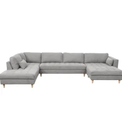 Brandy - højrevendt u-sofa i grå med chaiselong - L: 366 x D: 211 x H: 80 cm