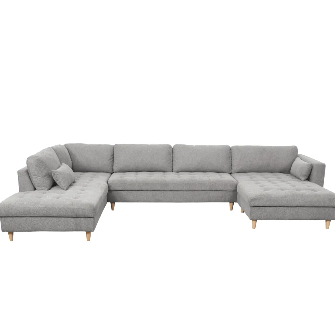 Brandy - højrevendt u-sofa i grå med chaiselong - L: 366 x D: 211 x H: 80 cm