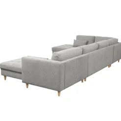 Brandy - højrevendt u-sofa i grå med chaiselong - L: 366 x D: 211 x H: 80 cm