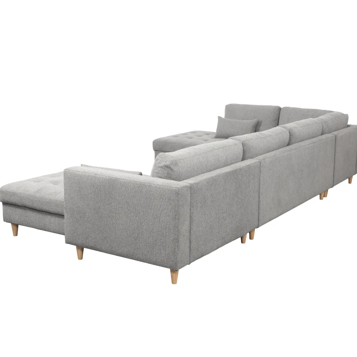 Brandy - højrevendt u-sofa i grå med chaiselong - L: 366 x D: 211 x H: 80 cm
