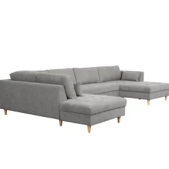 Brandy - højrevendt u-sofa i grå med chaiselong - L: 366 x D: 211 x H: 80 cm