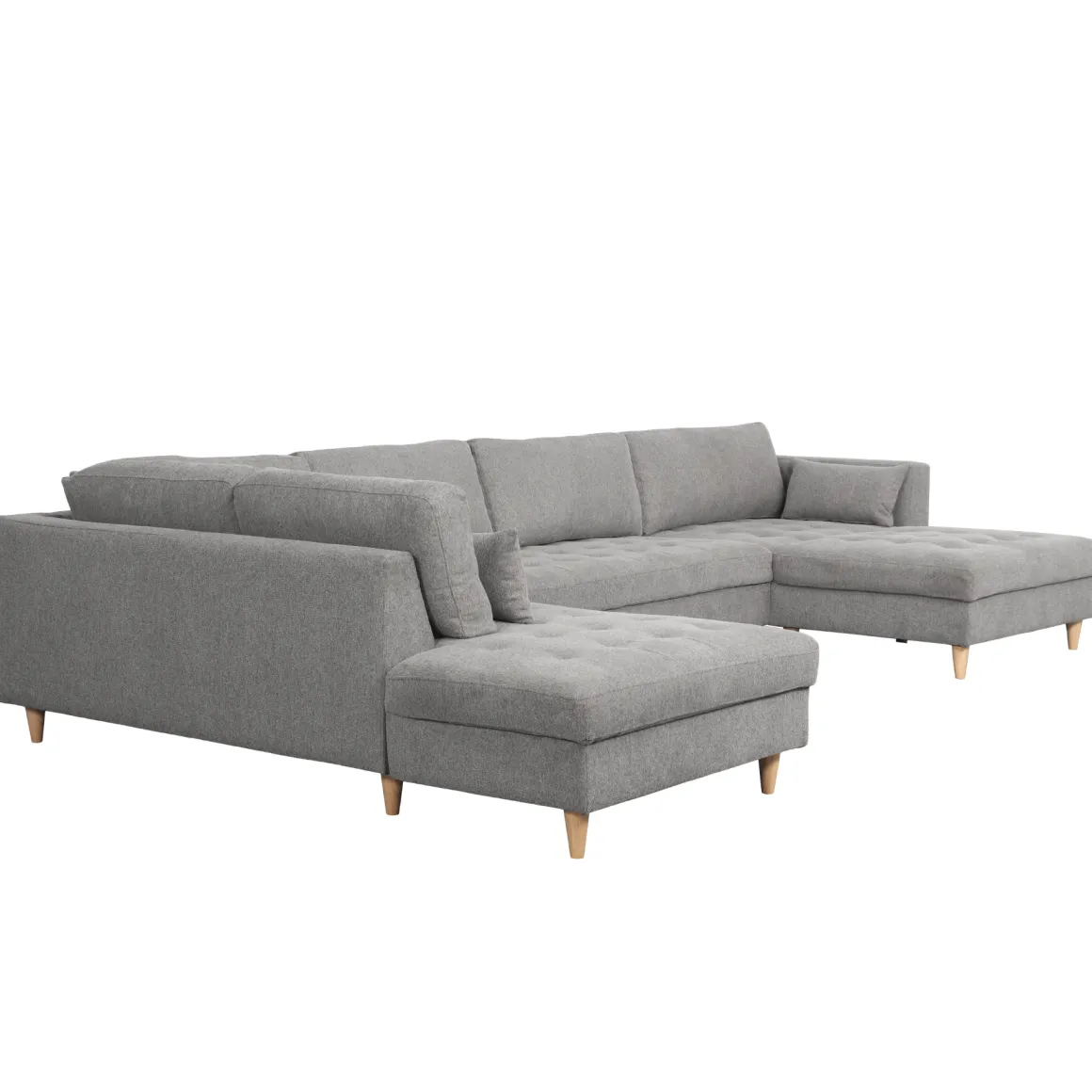 Brandy - højrevendt u-sofa i grå med chaiselong - L: 366 x D: 211 x H: 80 cm