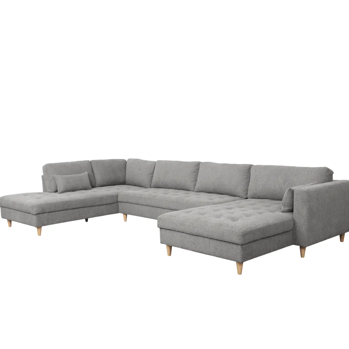 Brandy - højrevendt u-sofa i grå med chaiselong - L: 366 x D: 211 x H: 80 cm