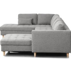 Brandy - højrevendt u-sofa i grå med chaiselong - L: 366 x D: 211 x H: 80 cm