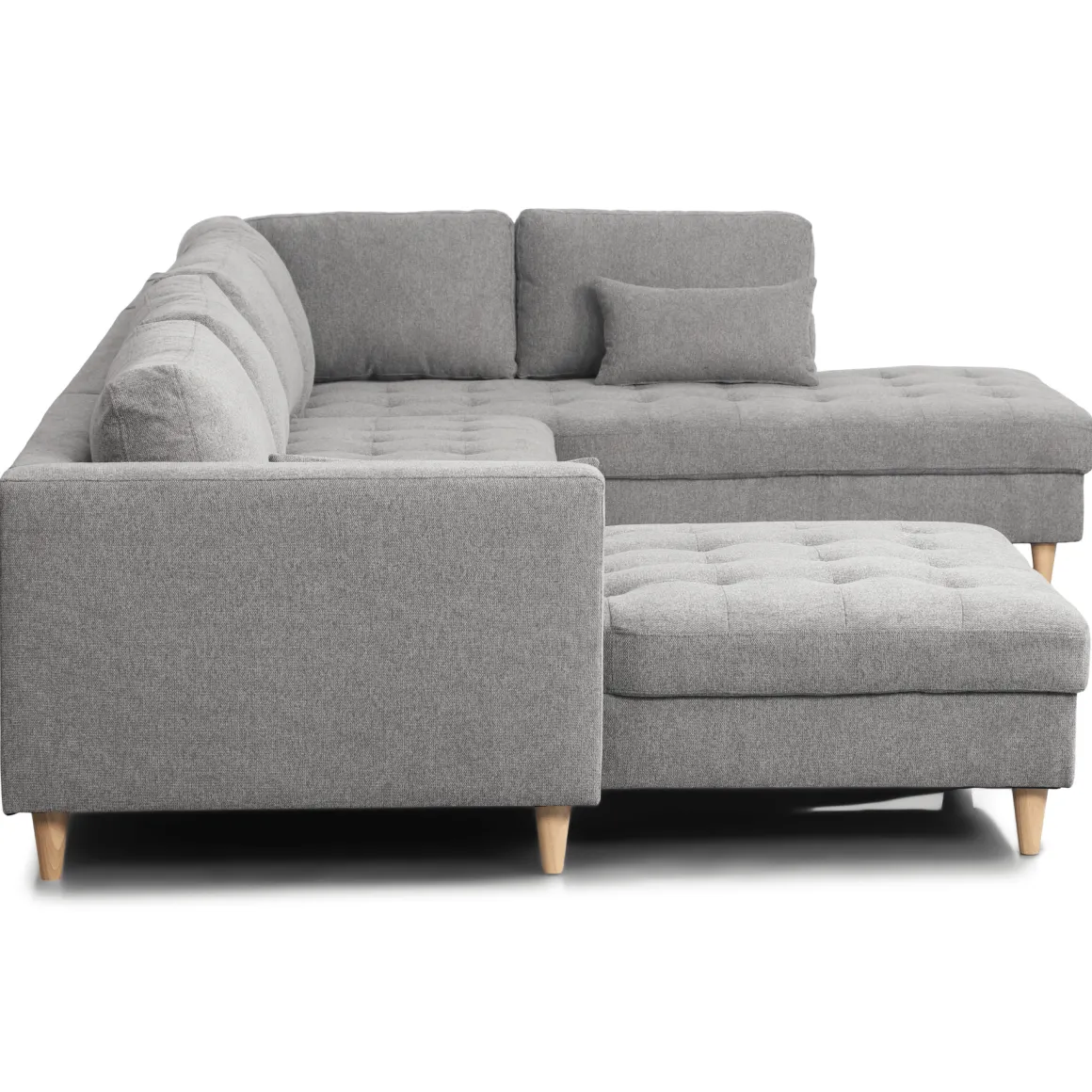 Brandy - venstrevendt u-sofa i grå med chaiselong - L: 366 x D: 211 x H: 80 cm