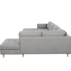 Brandy - venstrevendt u-sofa i grå med chaiselong - L: 366 x D: 211 x H: 80 cm