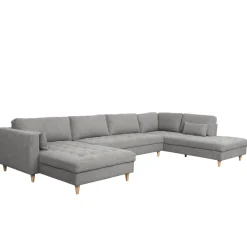 Brandy - venstrevendt u-sofa i grå med chaiselong - L: 366 x D: 211 x H: 80 cm