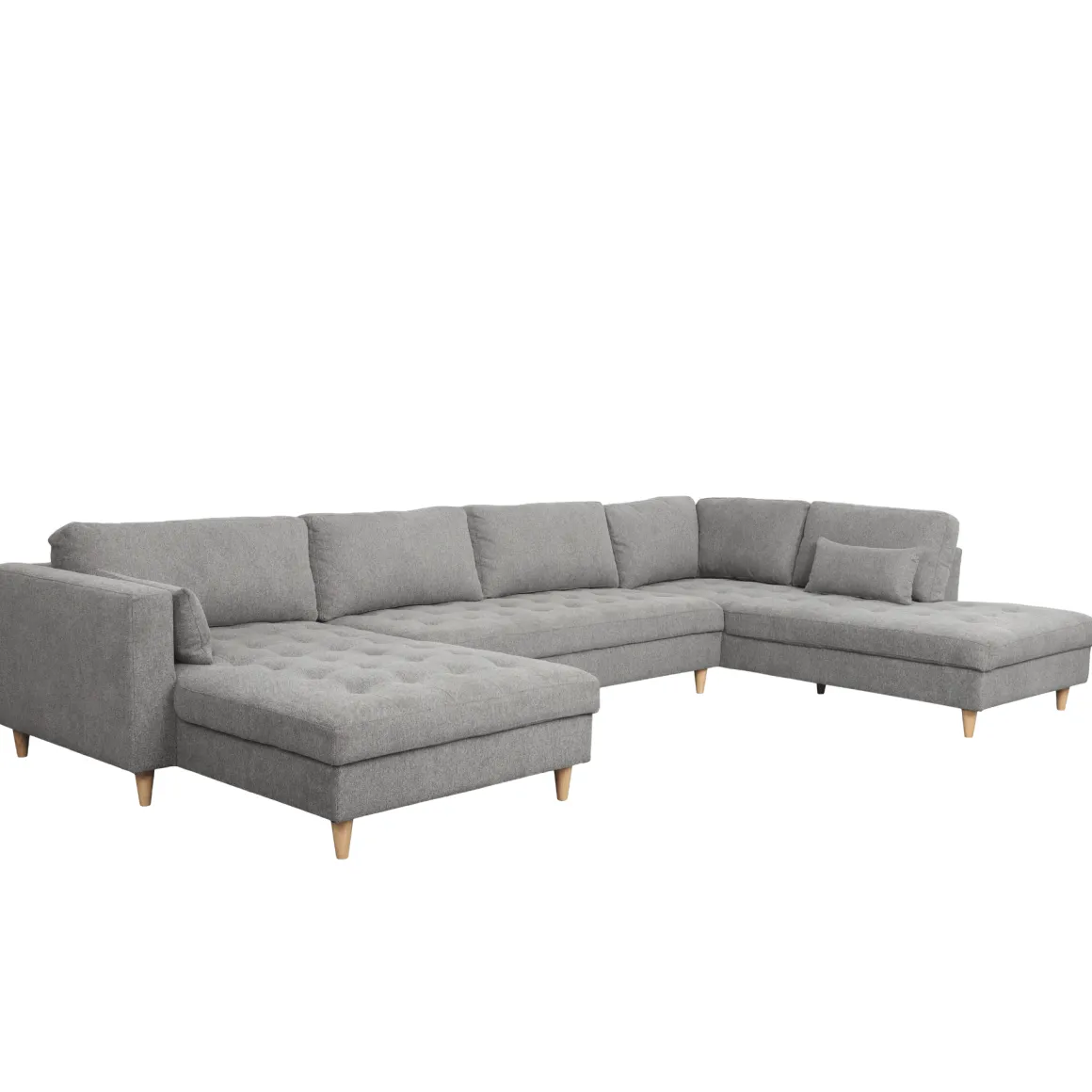 Brandy - venstrevendt u-sofa i grå med chaiselong - L: 366 x D: 211 x H: 80 cm