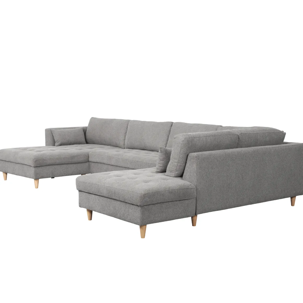 Brandy - venstrevendt u-sofa i grå med chaiselong - L: 366 x D: 211 x H: 80 cm