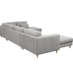 Brandy - venstrevendt u-sofa i grå med chaiselong - L: 366 x D: 211 x H: 80 cm