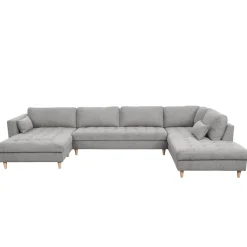 Brandy - venstrevendt u-sofa i grå med chaiselong - L: 366 x D: 211 x H: 80 cm
