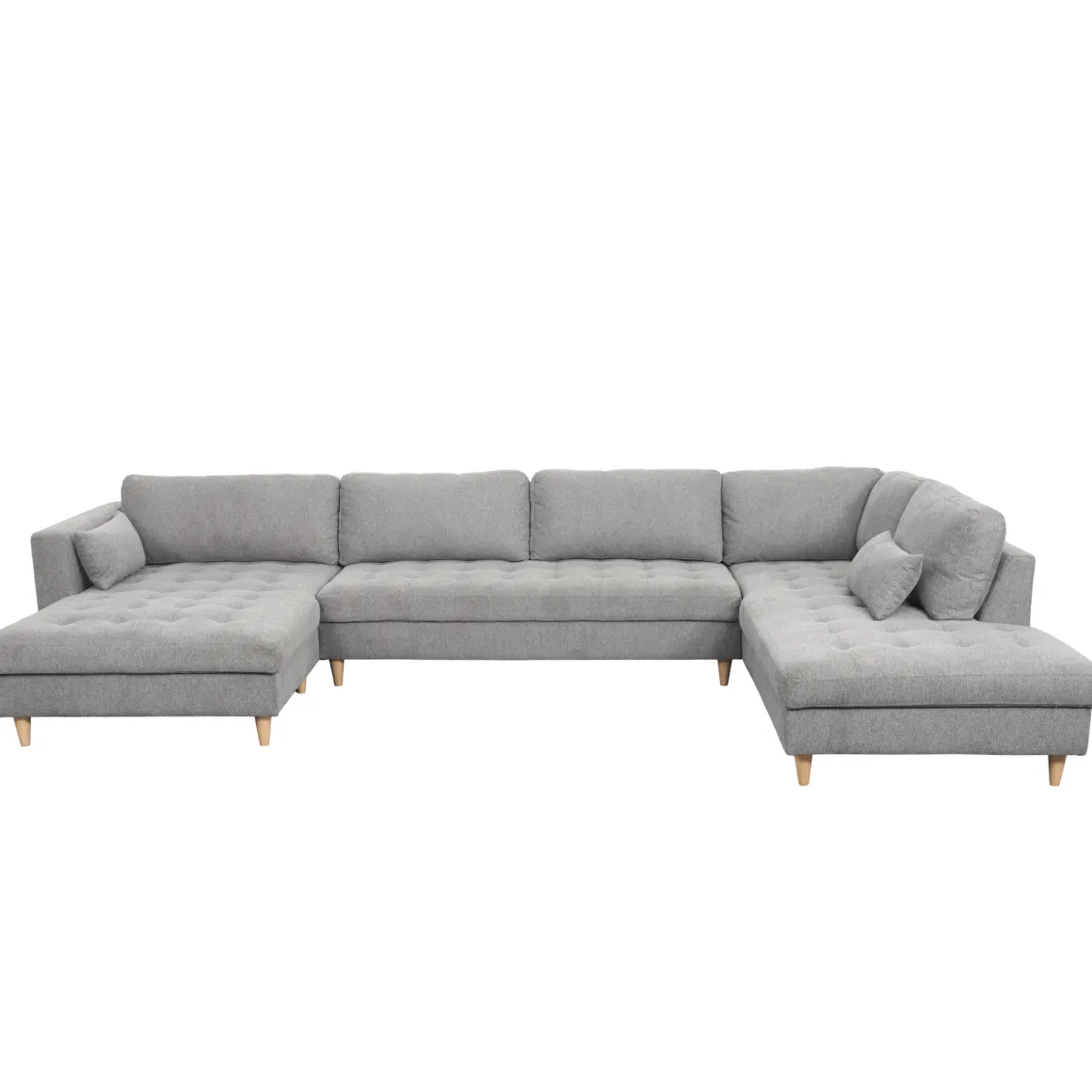Brandy - venstrevendt u-sofa i grå med chaiselong - L: 366 x D: 211 x H: 80 cm