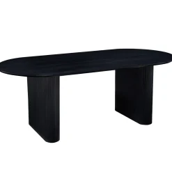 Carisma sort ovalt lamel spisebord 200 x 100 cm med søjleben