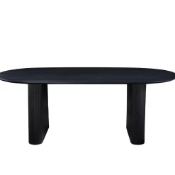 Carisma sort ovalt lamel spisebord 200 x 100 cm med søjleben