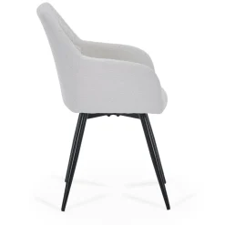 Carlo spisebordsstol - Hvid boucle med drejefunktion 360 grader