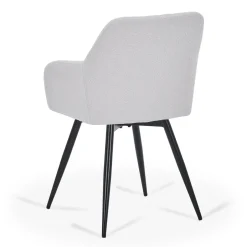 Carlo spisebordsstol - Hvid boucle med drejefunktion 360 grader