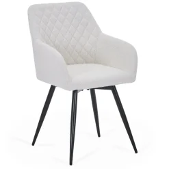 Carlo spisebordsstol - Hvid boucle med drejefunktion 360 grader
