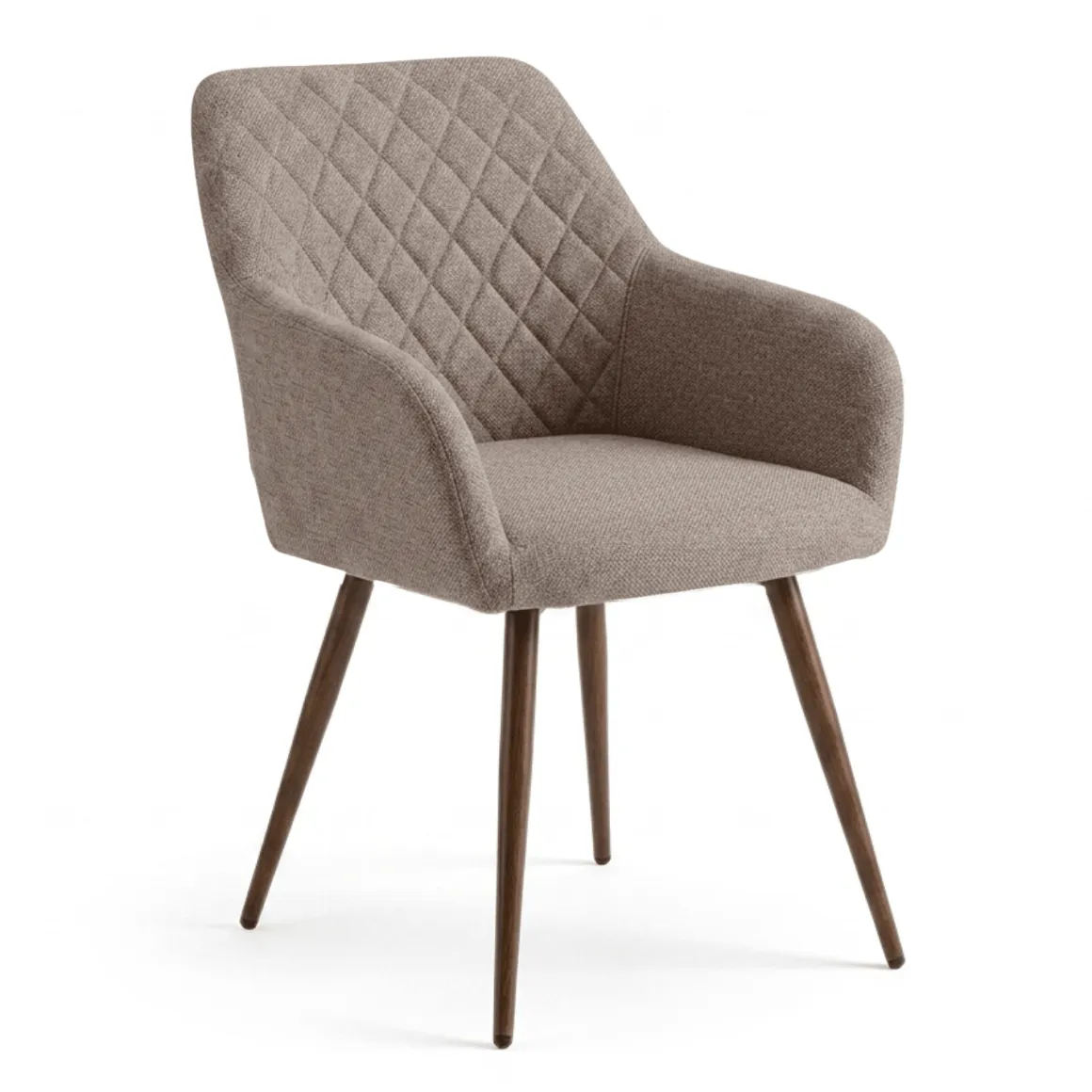 Carlo spisebordsstol - Sand tekstil med røget egeben og 360 graders drejefunktion