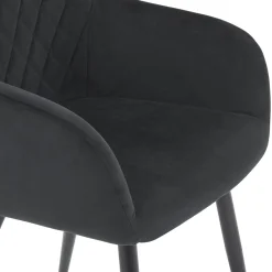 Carlo spisebordsstol - Sort velour med armlæn