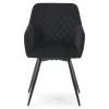 Carlo spisebordsstol - Sort velour med drejefunktion 360 grader