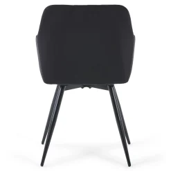 Carlo spisebordsstol - Sort velour med drejefunktion 360 grader