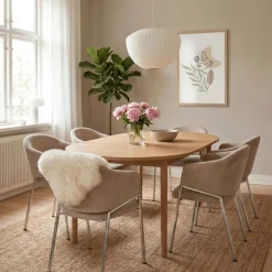 Carolina spisebordsstol - Chrome i Taupe fløjl
