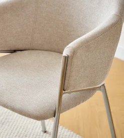 Carolina spisebordsstol i beige tekstil med chrome ben