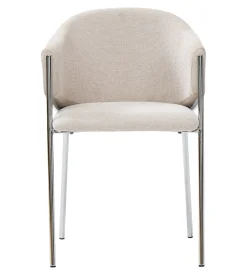 Carolina spisebordsstol i beige tekstil med chrome ben