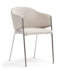 Carolina spisebordsstol i beige tekstil med chrome ben
