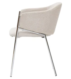 Carolina spisebordsstol i beige tekstil med chrome ben