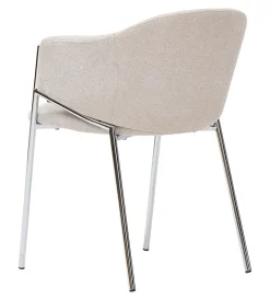 Carolina spisebordsstol i beige tekstil med chrome ben