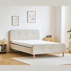 Christian seng i beige 180x200 cm inkl. sengelameller og madrasser