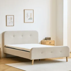 Christian seng i beige 140x200 cm inkl. sengelameller og madrasser