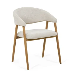 Ebba spisebordsstol - Beige tekstil med ben i egelook