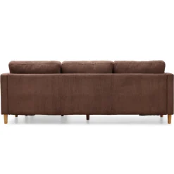Ellis - Højrevendt og venstrevendt vendbar chaiselong sofa brun fløjl - L: 215 x D: 82 x H: 78 cm
