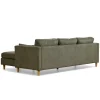 Ellis - Højrevendt og venstrevendt vendbar chaiselong sofa grøn fløjl - L: 215 x D: 82 x H: 78 cm
