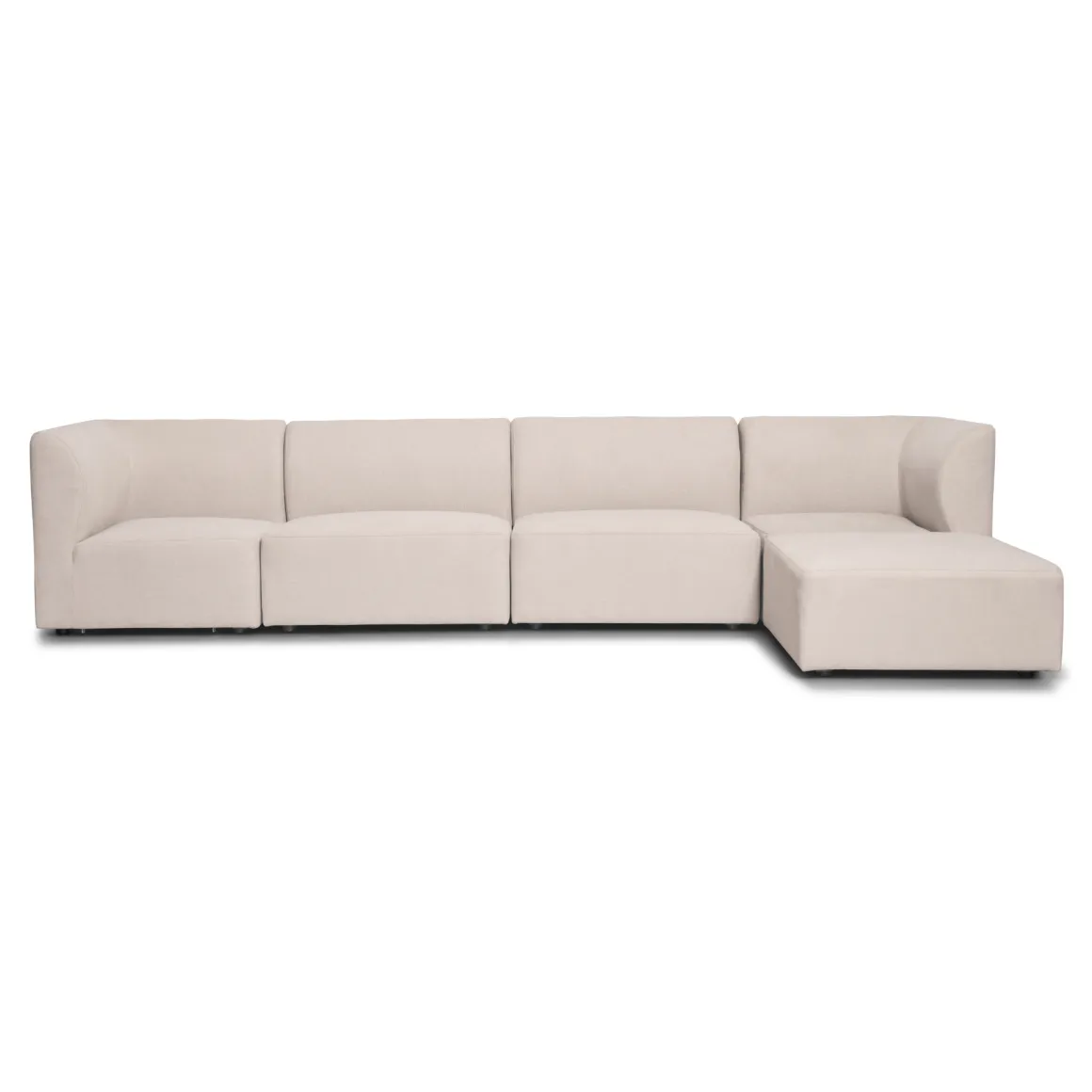 Emilia modulsofa i beige 4 moduler med højre- og venstrevendt chaiselong L: 328 X D: 158 X H: 72 cm