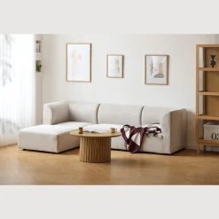 Emilia modulsofa i beige 3 moduler højre- og venstrevendt chaiselong L: 243 X D: 158 X H: 72 cm