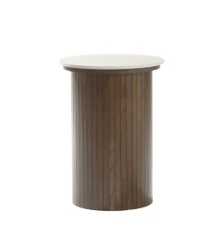 Enzo sidebord i stenbordplade med røget eg lamelfod Ø40 cm