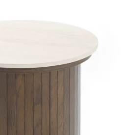 Enzo sidebord i stenbordplade med røget eg lamelfod Ø40 cm