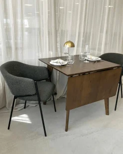 Ezra - Røget Eg klap ud spisebord med tillægsplader i lakeret egefiner - 80/120 x 80 cm