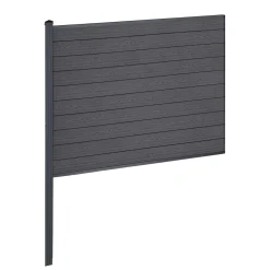 Finley komposithegn midtermodul - H: 150 x L: 185 cm - Antracitgrå/sort